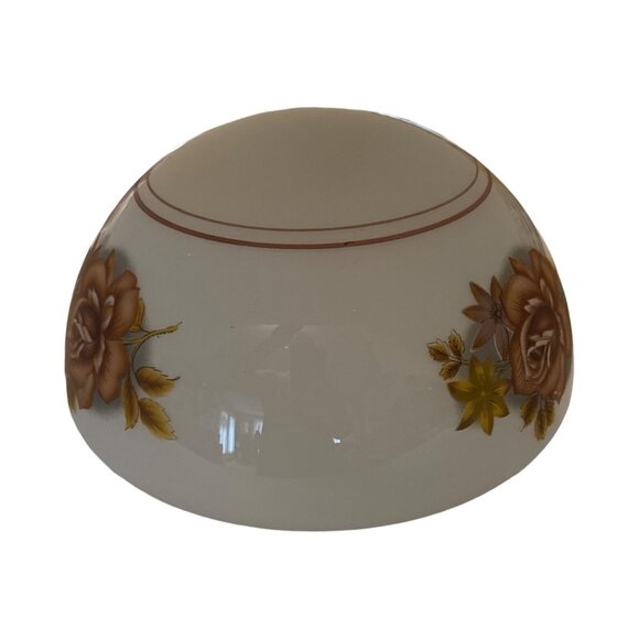 Vintage Floral Glass Ceiling Light Fixture Cover 7.5" Diameter White With Brown - Picture 1 of 4